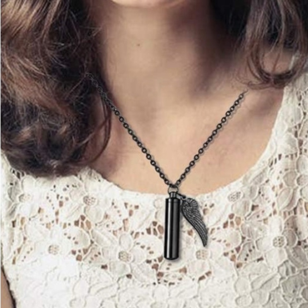 Set of 5 Angel Wing Urn Memorial Pendant Necklace